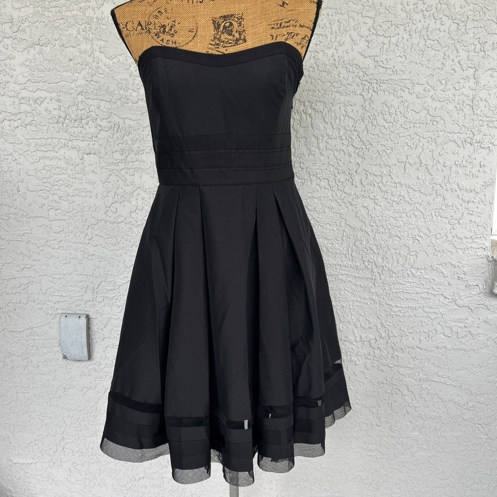 White House Black Market Strapless Dress Women's Sz 8 Black Whimsigoth Swifty